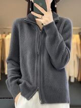 Zina | Kaschmir-Pullover mit Reißverschluss in Dunkelgrau