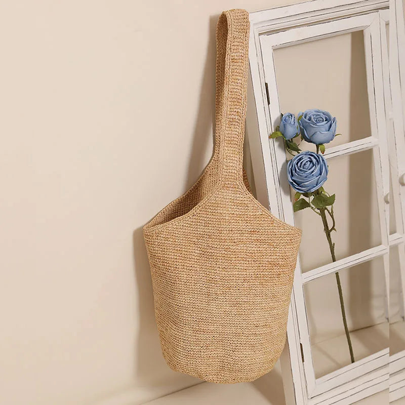 Luxus Strohtasche Damen – Große Handgefertigte Strandtasche mit Reißverschluss