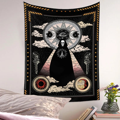 Schädel Hochzeits Tarot Wandteppich