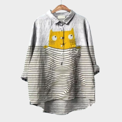 VIVIANA | Oversize-Bluse mit Aquarellkatzen und fröhlichem Komfort für jeden Moment