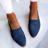 Verena | Damen Frühlings Geflochtene Slingback-Ballerinas in Blau