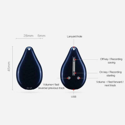 Schlüsselanhänger Sprachrecorder mit 100 Stunden Speicher