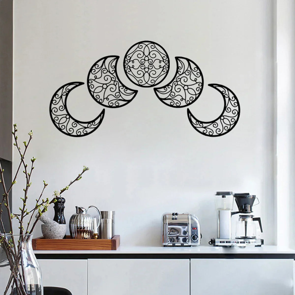 Schwarze Mondphasen Wanddekoration