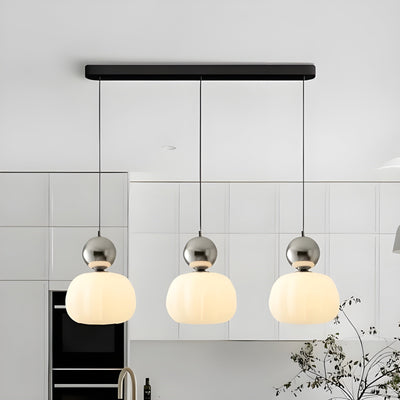 LumiPumpkin Light – Moderne Cremefarbene Pendelleuchte im Kürbis-Design