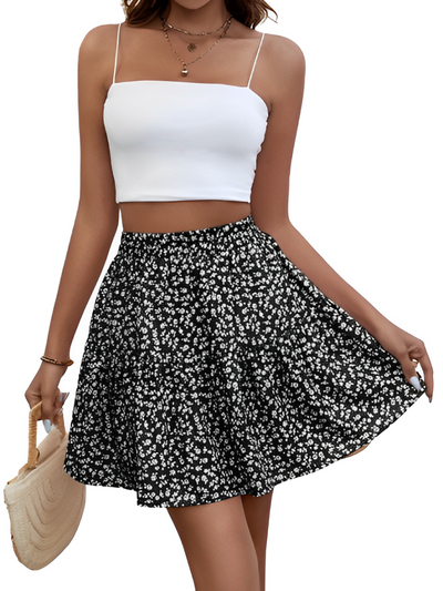 Blair – Verspielter Stufenrock mit Blumenmuster & hoher Taille