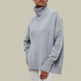 Stefanie | Locker Geschnittener Rollkragenpullover für Damen in Grau