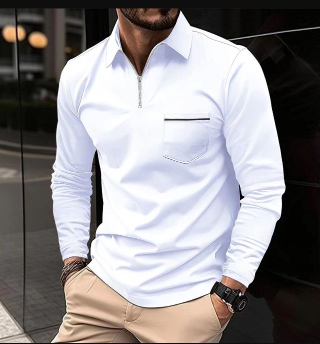 Nikolas - Langärmliges Polohemd mit Revers für Herren