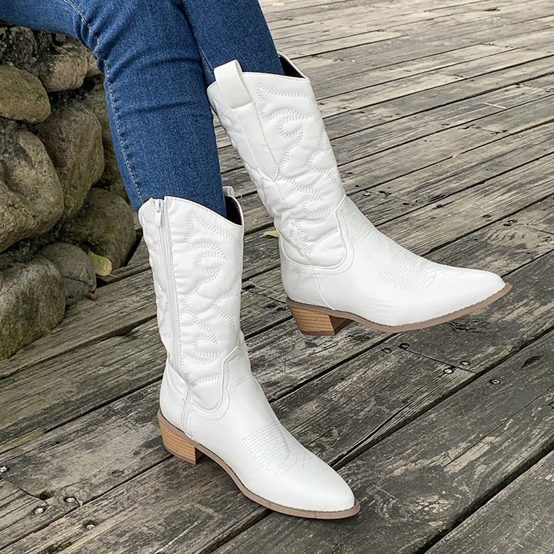 Cowboystiefel Mit Reißverschluss Für Damen | Wadenlang