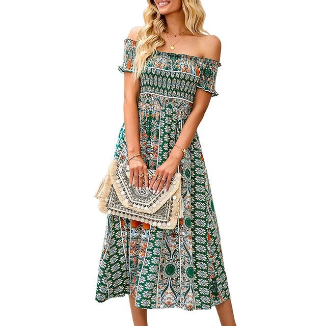 Amanda – Boho Kleid mit Blumenborte