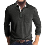 Jörg™ | Herren Langarmshirt in Unifarbe in Dunkelgrau