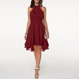 Damen Halter Mini Hochzeitsgast Kleid in Rot