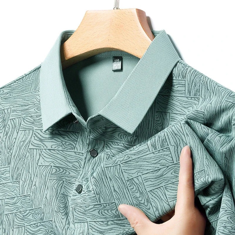 HARALD - POLOSHIRT MIT HOLZMASERUNG-MUSTER