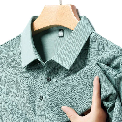 HARALD - POLOSHIRT MIT HOLZMASERUNG-MUSTER