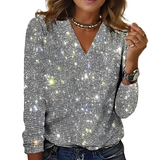Caroline - Schicke, glänzende Damenbluse in Silber