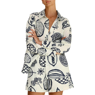 Avery – Zweiteiliges Set: Langarmshirt & Shorts mit Print