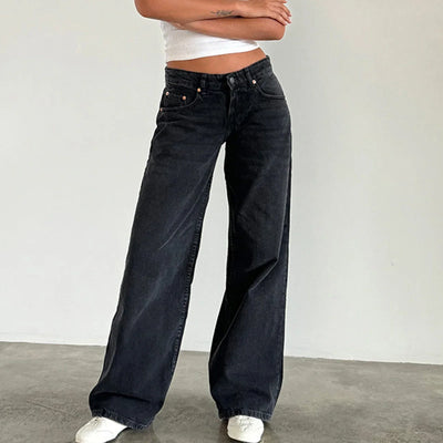 Damen-Weitbein-Jeans im hellen Vintage-Look