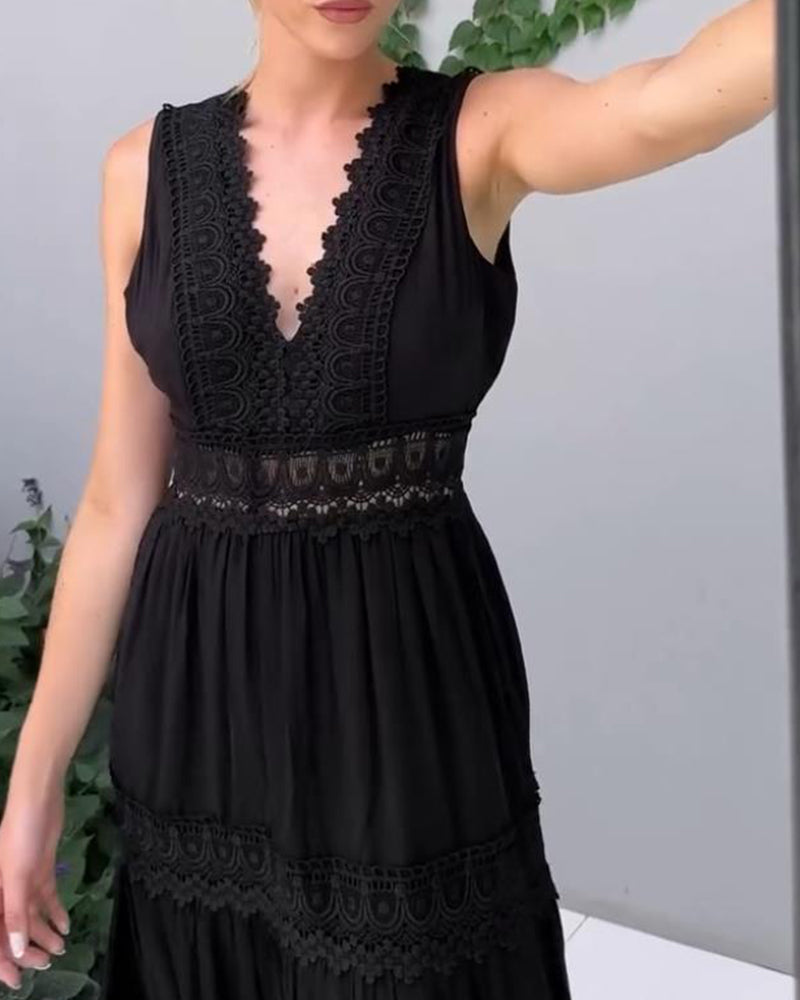 ALYSSA | Ärmelloses Midikleid mit Spitze