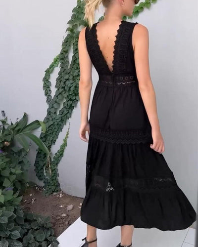 ALYSSA | Ärmelloses Midikleid mit Spitze