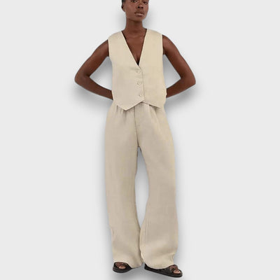 Solenne – Leinen-Set mit ärmelloser Weste