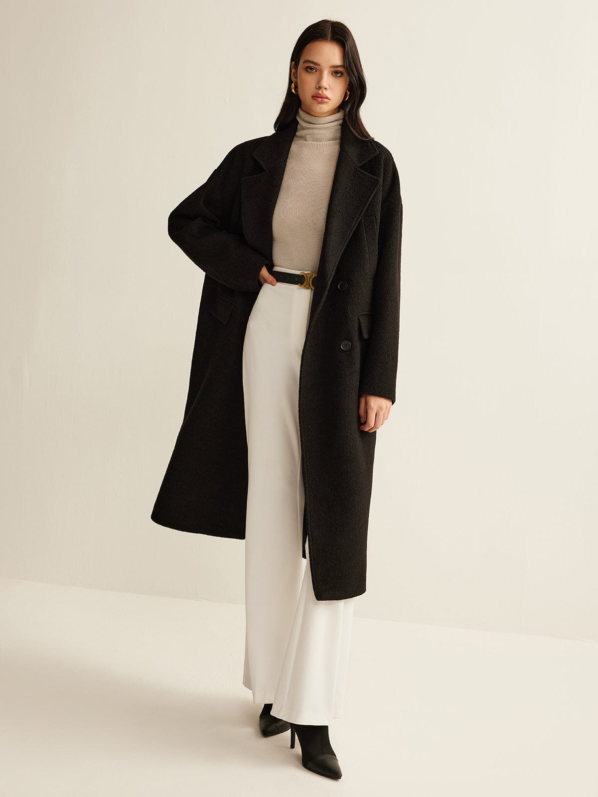 Sophia | Eleganter Trenchcoat für Damen Schwarz Klassisch