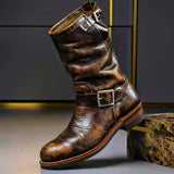 Stiefel Herren mit Schnallen Vintage in Dunkelbraun