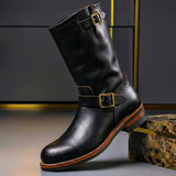 Stiefel Herren mit Schnallen Vintage in Schwarz
