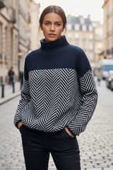 Strickpullover Mit Stehkragen - Felina in Marineblau