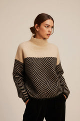 Strickpullover Mit Stehkragen - Felina in Beige