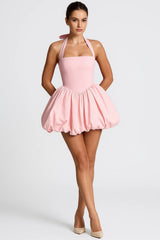 Fenja | Mini-Kleid mit Puffärmeln in Hellrosa