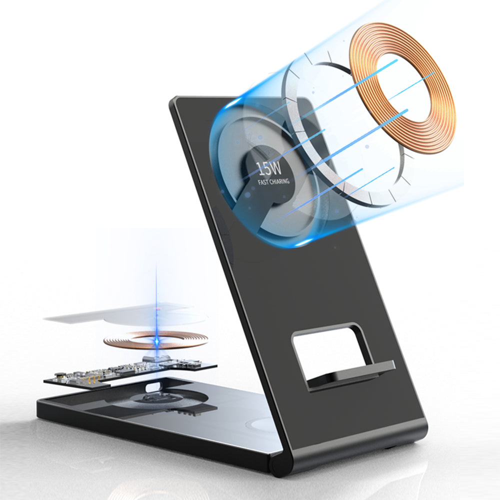 T05-Aluminiumlegierungs-Halterung Faltbares Magnetisches Wireless Ladegerät