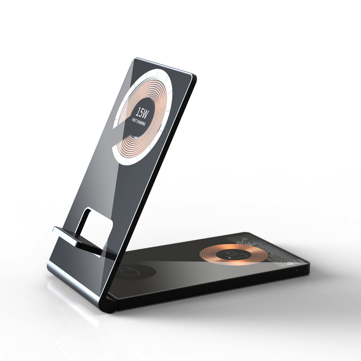 T05-Aluminiumlegierungs-Halterung Faltbares Magnetisches Wireless Ladegerät