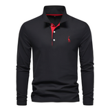 Antoine - Langärmeliges Herren-Poloshirt für den Alltag in Schwarz