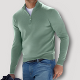 Ulises | Klassischer Woll-Kaschmir Herren Quarter Zip Pullover in Grün