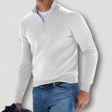 Ulises | Klassischer Woll-Kaschmir Herren Quarter Zip Pullover in Weiß