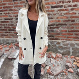 FrostLine Eleganz™ Jacke aus Hochwertiger Gekämmter Wolle mit Gerippten Ärmeln und Eleganten Schnallen / Die Perfekte Balance Zwischen Modernität, Komfort und Zeitlosem Stil! in Weiß