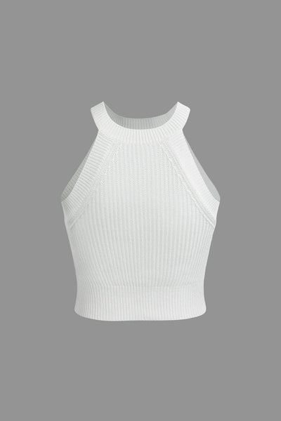 Elise | Racerback Bodycon Geripptes hochgeschlossenes Crop-Top