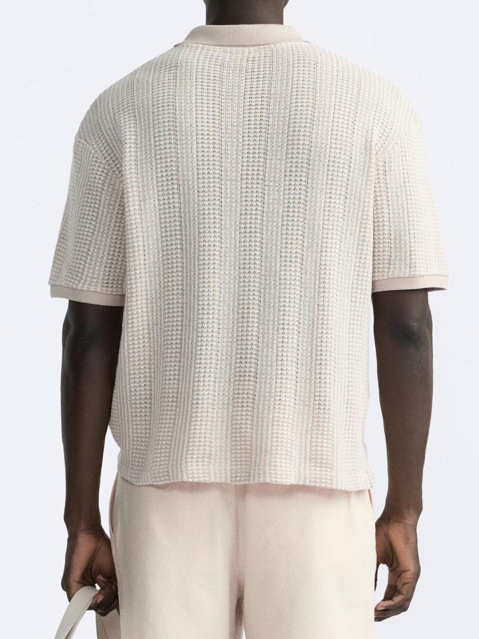 Strukturiertes Strick-Polo mit Reißverschluss