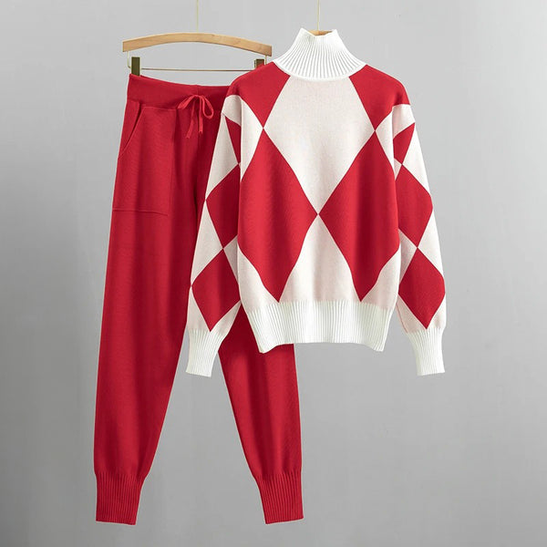 Jacquard-Strickpullover mit Diamanten