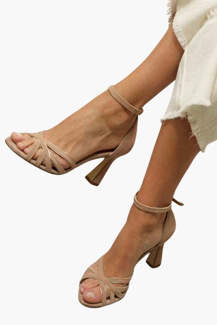 Elviera™ | Peep-Toe Sandalen mit Patchwork