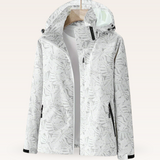 Veronika | Damen Freizeitjacke mit wasserabweisendem Blattmuster in Weiß