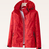 Veronika | Damen Freizeitjacke mit wasserabweisendem Blattmuster in Rot