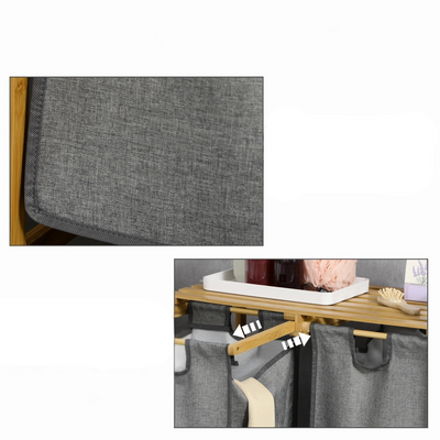 EcoSort-Korb – 2 herausnehmbare Taschen Bambus-Wäschekorb