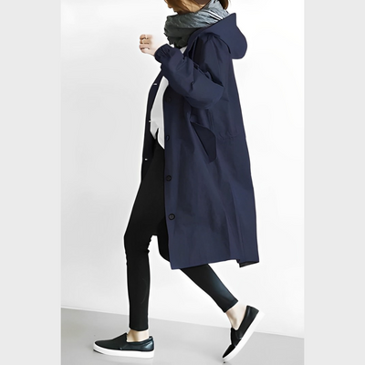 Cassandra - Lange Kapuzen Windbreaker-Jacke