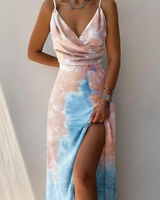 Melvina | Langes, fließendes Kleid in Rosa