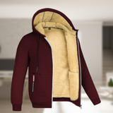 Carie | Lässige Herren Winterjacke mit Kapuze und Fleece in Weinrot