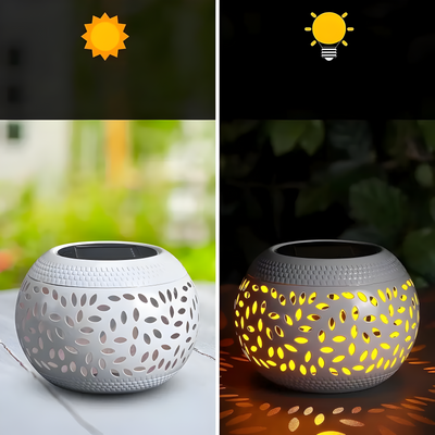 SunHollow Light – 2 Stück Solar-Tischlampen mit Ausgehöhltem Design