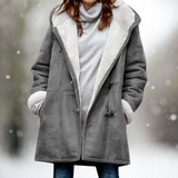 Vania Fleece Wildlederjacke mit halblanger Kapuze in Grau