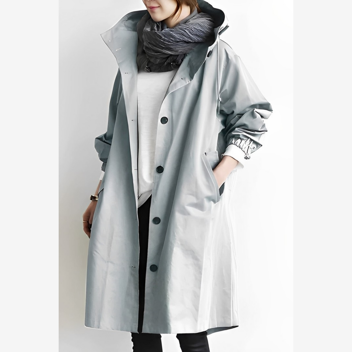 Cassandra - Lange Kapuzen Windbreaker-Jacke