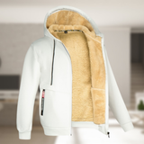 Sadi - Lässige Herren Winterjacke mit Kapuze und Fleece in Weiß