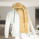 Carie | Lässige Herren Winterjacke mit Kapuze und Fleece in Weiß